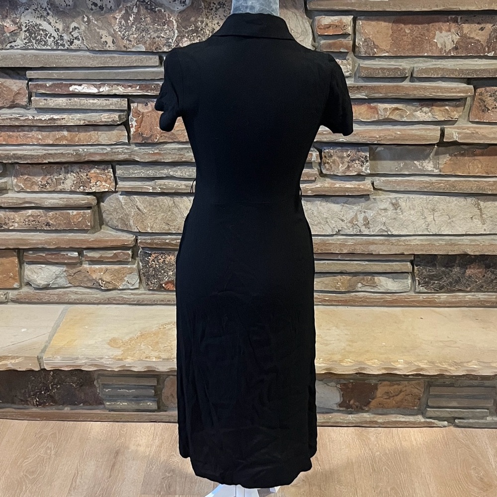 Wilfred Black Midi Shirt Dress with White Buttons - Picture 4 of 7